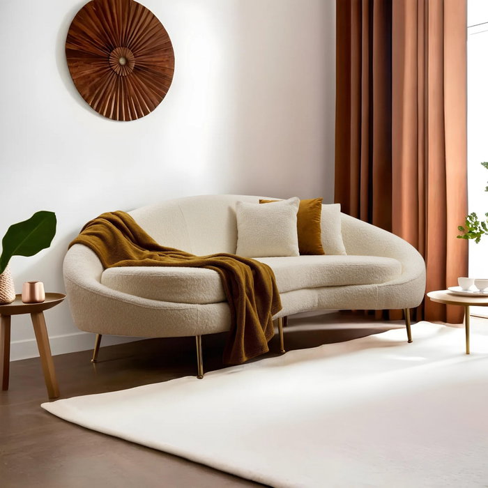 Atelier Del Sofa Eses - Cream Bouclett Sofá de 3 Plazas Crema